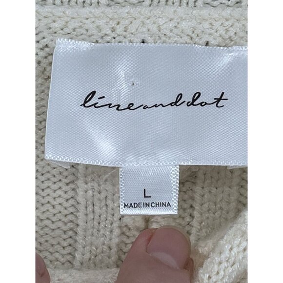 Line & Dot Billy Long Cable Knit Sweater Dress L White Winter‎ Anthropologie - Picture 5 of 8